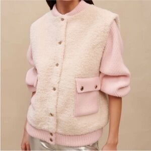 Maje Pink Material Mix Jacket 36